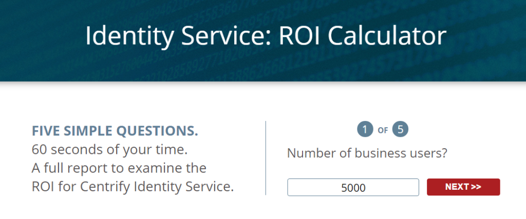 Centrify Identity Service ROI Calculator